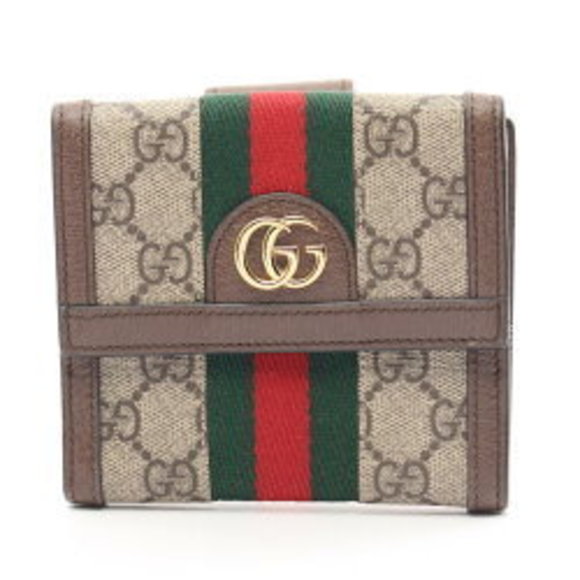 Gucci Ophidia GG French Flap Wallet Sherry Leather Beige Brown - Picture 1 of 7